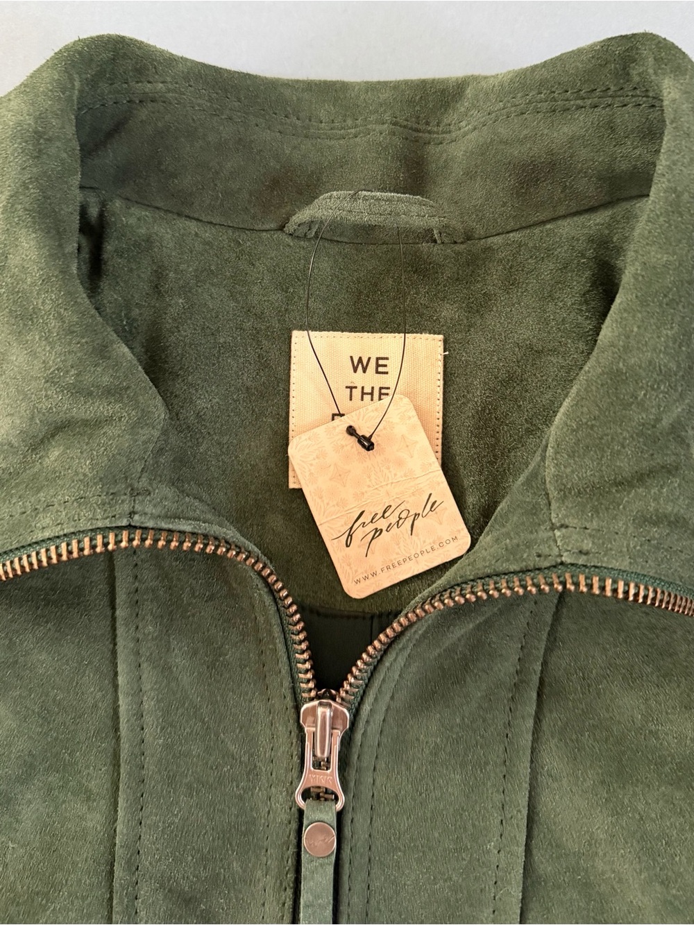 NWT Free People We The Free Desert Moon Green Grove Suede Bomber Jacket - Picture 8 of 10